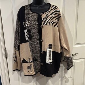 Koret Black and Tan Animal Print Jacket